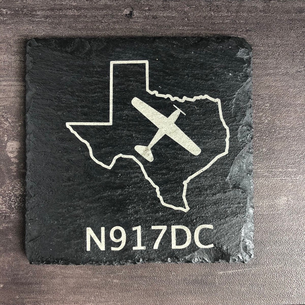 Customized Aviation Square Slate Coaster with State and N-number